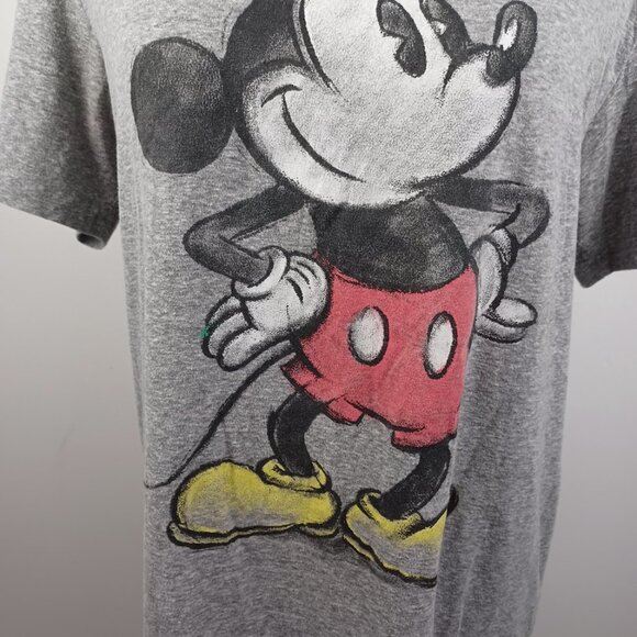Disney Mickey Mouse Smiling Graphic T-Shirt Medium (38/40) Gray Short Sleeve Tee - Picture 3 of 9